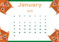 Kalendarz na styczeń 2021