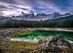 Jezioro, Góry, Las, Kamienie