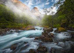 Norwegia, Dolina Romsdalen, Rzeka, Kamienie, Góry