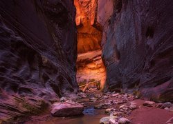 Skały, Kanion, Zion Narrows, Rzeka, Virgin River, Park Narodowy Zion, Stan Utah, Stany Zjednoczone