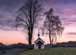 Kaplica, Heuberg Kapelle, Dwa, Drzewa, Kanton Lucerna, Szwajcaria