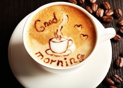Kawa z napisem Good Morning