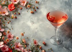 Kwiaty, Drink, Kieliszek