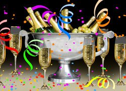 Kieliszki z szampanem na powitanie Nowego Roku