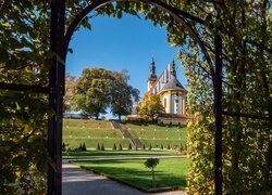 Niemcy, Neuzelle, Kościół, Wniebowzięcia Najświętszej Marii Panny, Klasztor, Kloster Neuzelle, Park, Pergola