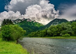 Rzeka Dunajec, Chmury, Góry, Trzy Korony, Pieniny, Polska