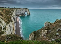 Morze, Klif, Skała, Chemin Des Douaniers, Etretat, Normandia, Francja