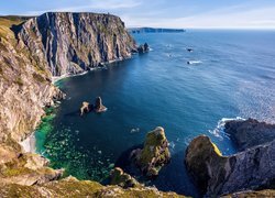 Irlandia, Hrabstwo Donegal, Glencolmcille, Cypel Sturrall, Morze, Skały, Klif, Zatoka, Wybrzeże