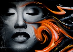 Kobieca twarz w graffiti