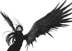 Grafika, Fantasy, Kobieta, Anioł, Skrzydła, Białe, Tło