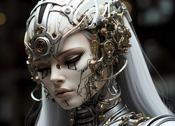 Kobieta cyborg w grafice