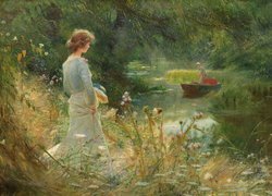Kobieta nad rzeką w malarstwie Charlesa Williama Wyllie