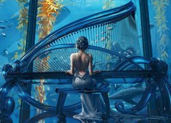 Grafika, Fortepian, Kobieta