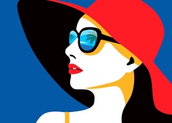 Kobieta w kapeluszu i okularach w grafice 2D