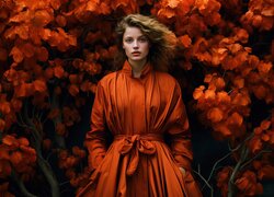 Kobieta w pomarańczowym płaszczu