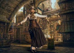 Kobieta w steampunkowym kostiumie