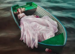 Kobieta w zielonej łódce