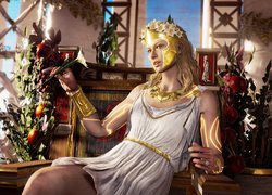 Kobieta, Blondynka, Kwiaty, Gra, Assassins Creed Odyssey