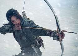 Kobieta z łukiem jako Lara Croft