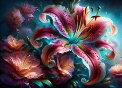 Kwiaty, Lilia, Grafika