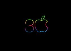 Logo, Apple, Kolorowe, Cyfra, 3, Czarne, Tło, 2D
