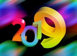 Nowy Rok, 2019, Kolorowe, Cyferki