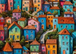 Kolorowe domy w grafice