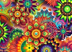 Kolorowe graficzne kwiaty w teksturze