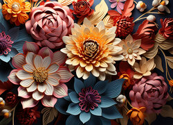 Kwiaty, Kolorowe, Bukiet, Grafika