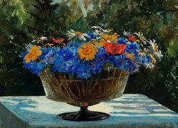 Kolorowe kwiaty w malarstwie Olgi Aleksandrownej Romanowej