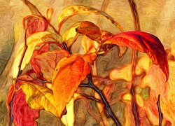 Kolorowe liście w grafice paintography