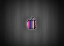 Kolorowe logo Apple na szarym tle