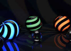 Kolorowe neonowe kule w grafice 3D