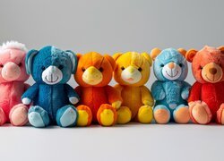 Misie, Kolorowe, Pluszaki, Zabawki, Grafika