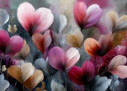 Kolorowe rośliny w kształcie serc w grafice AI