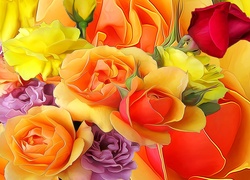 Kolorowe róże w grafice