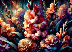 Gladiole, Mieczyki, Kwiaty, Grafika