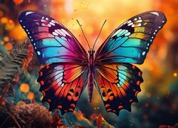 Owad, Kolorowy, Motyl, Liście, Grafika