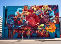 Kolorowy mural w kwiaty