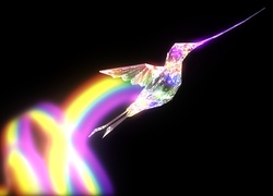 Kolorowy rozświetlony koliber w grafice 2D