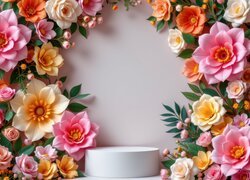 Kolorowe, Kwiaty, Podium, Grafika AI