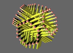 Konstrukcja z ołówków w grafice 3D