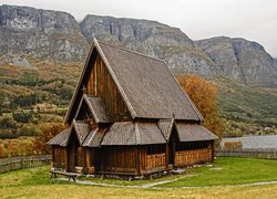 Góry, Ogrodzenie, Drewniany, Kościół klepkowy, Oye, Gmina Vang, Norwegia Góry