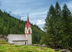 Kaplica, Kościół, Drzewa, Dolina