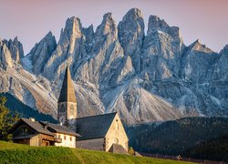 Kościół, Góry, Dolomity, Kościół św Magdaleny, Włochy