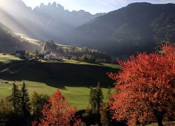 Kościół w dolinie Val di Funes we wsi Santa Maddalena
