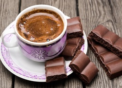 Kostki czekolady jako dodatek do kawy