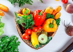 Warzywa, Koszyk, Papryka, Marchew, Pomidory, Buraki, Sałata, Pietruszka