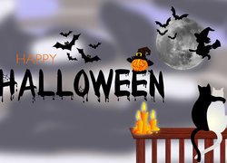 Halloween, Dynie, Koty, Świeczki