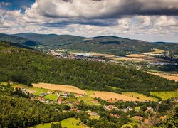 Góry, Pogórze Karkonoskie, Lasy, Domy, Polska